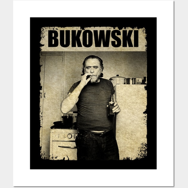 Charles Bukowski - RETRO BLACKWHITE Wall Art by Wendyshopart